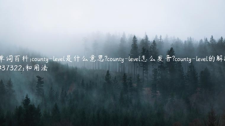 单词百科:county-level是什么意思?county-level怎么发音?county-level的解释和用法