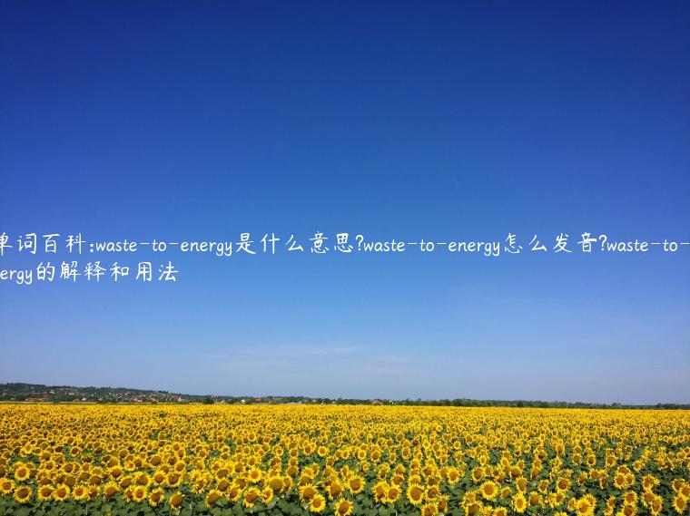 单词百科:waste-to-energy是什么意思?waste-to-energy怎么发音?waste-to-energy的解释和用法